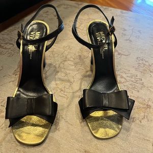 Michel Vivien Black Leather Sandal EU 38 with duster bag (2)